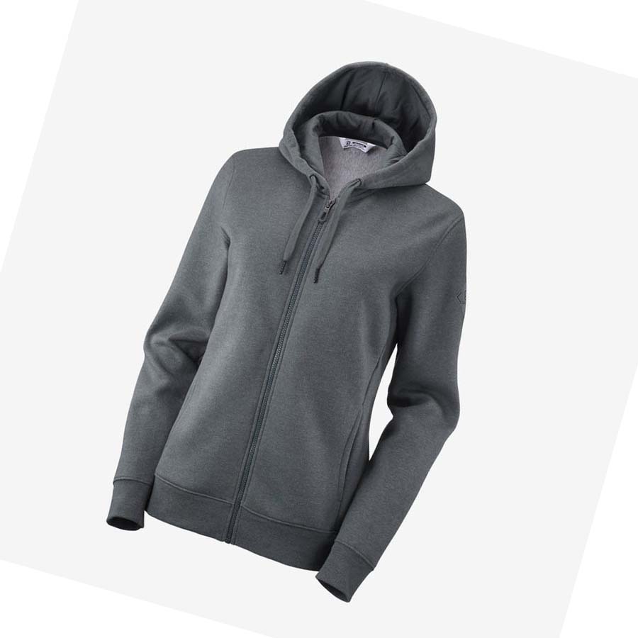 Salomon ESSENTIAL WARM SALOMON Kadın Kapüşonlu Sweatshirt Gri | TR 2515JPQ